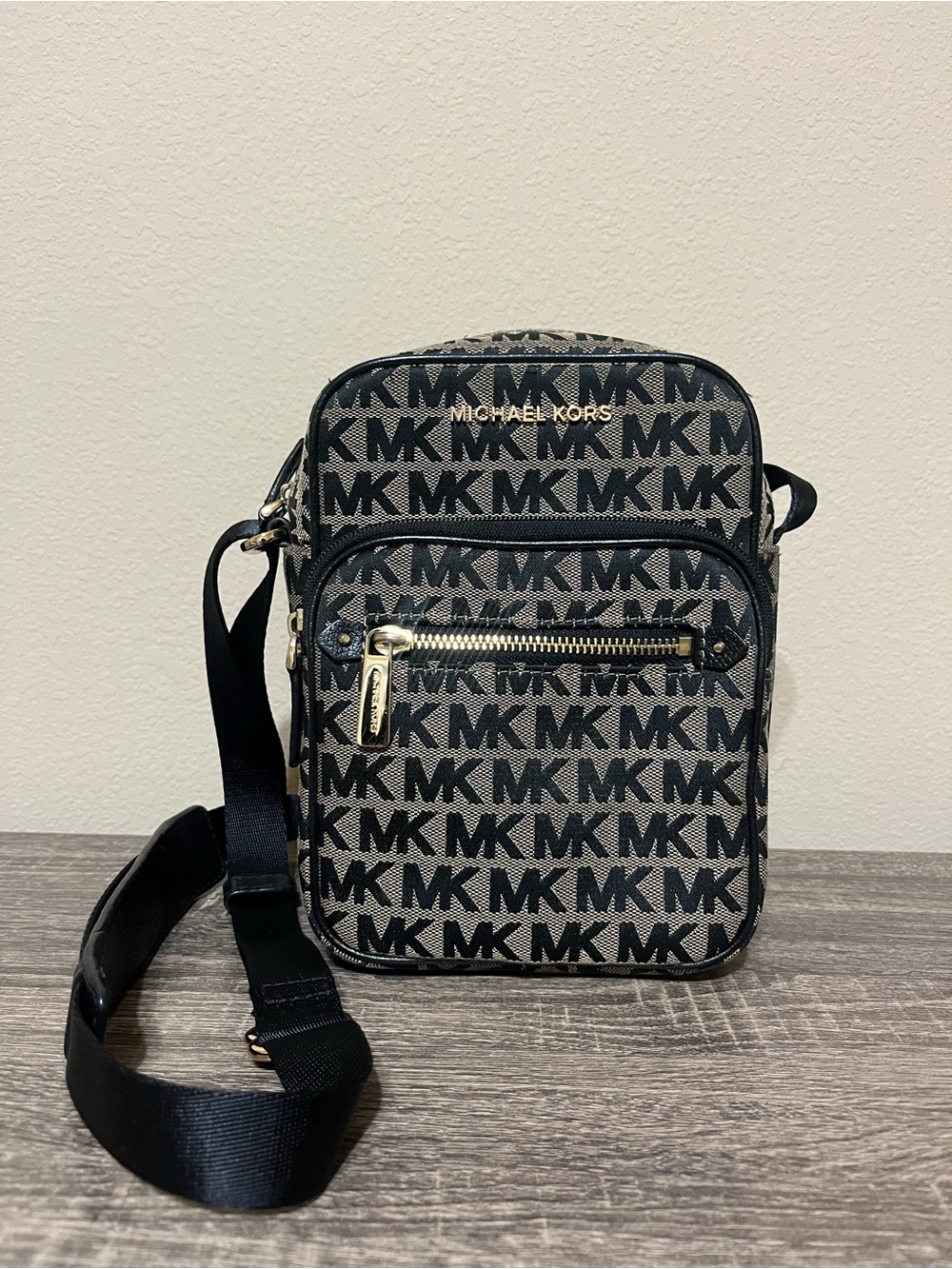 Michael Kors Black Logo Monogram Crossbody Bag